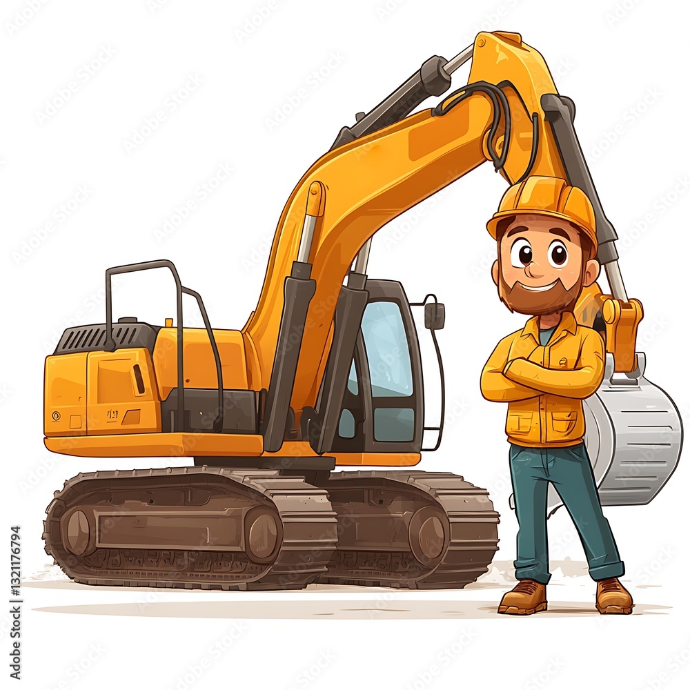 Excavator Cartoon\, image size:1000x1000