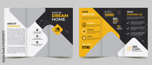 modern construction trifold brochure template design.