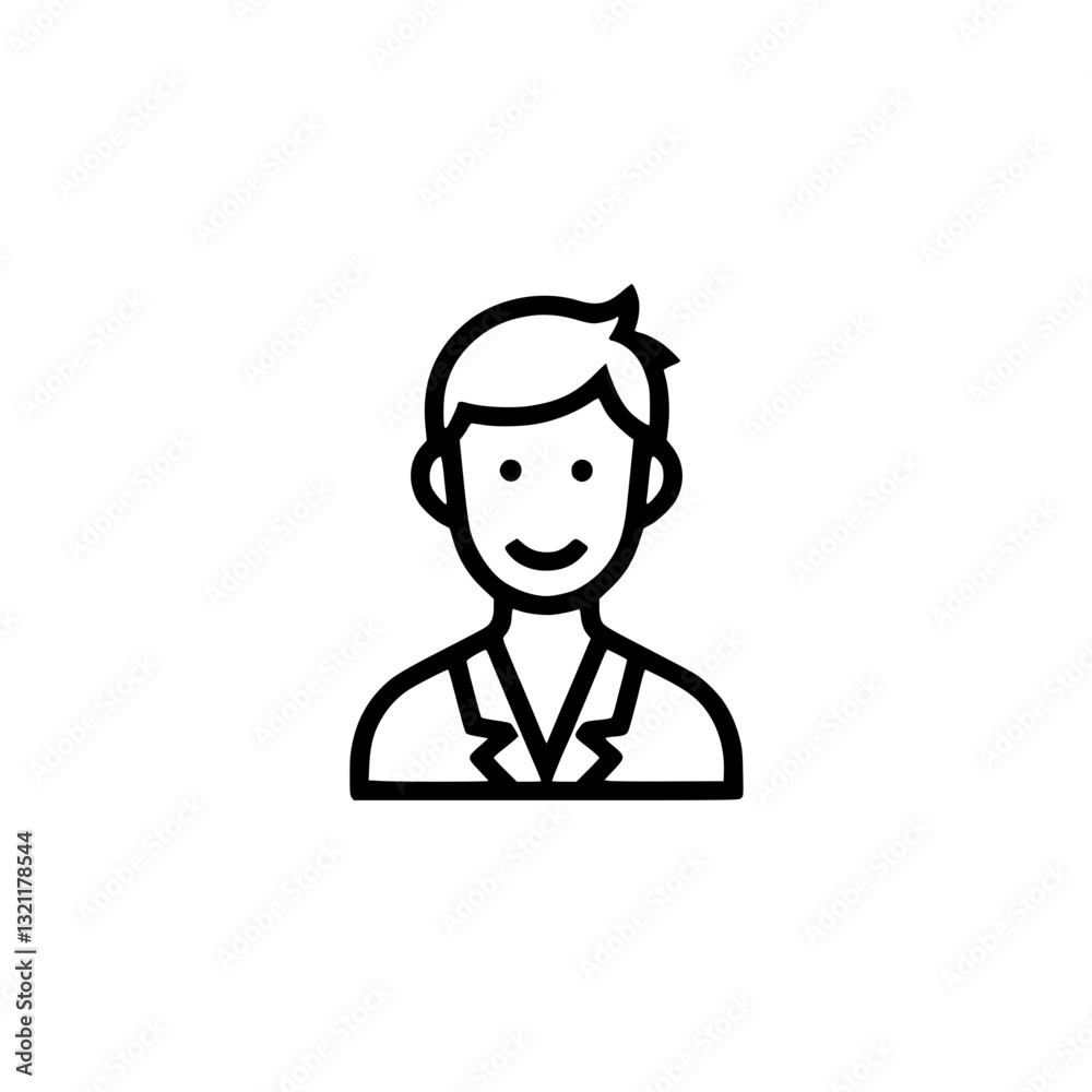 Icon illustration of a smiling person wearing a formal jacket Clean simple and professional design for various applications and interfaces Icon illustration of a smiling person wearing a formal jacket Clean simple and professional design for various applications and interfaces