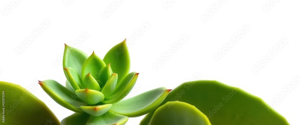 Fototapeta premium A vibrant green succulent plant, isolated against a pure white backdrop, simple, green