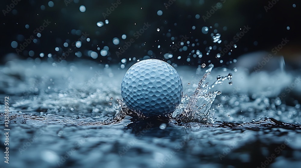 Dynamic macro capture of a golf ball splashing in water. Dynamic macro capture of a golf ball splashing in water.