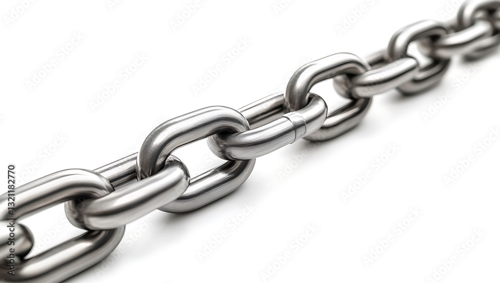 Strong Metal Chain Links, Close-up View, Industrial Strength, Connection Concept