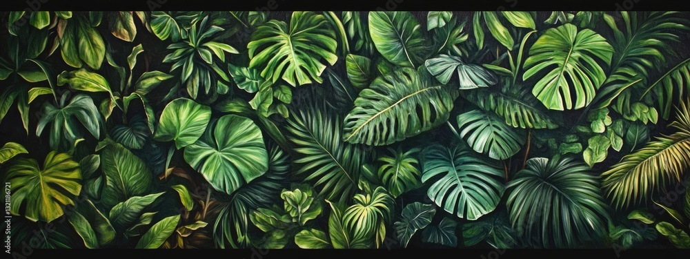 custom made wallpaper toronto digitalLush Tropical Leaf Pattern (2)
