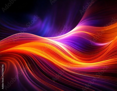Fusion lumineuse en dégradé – Une danse de vagues de lumière violette et orange