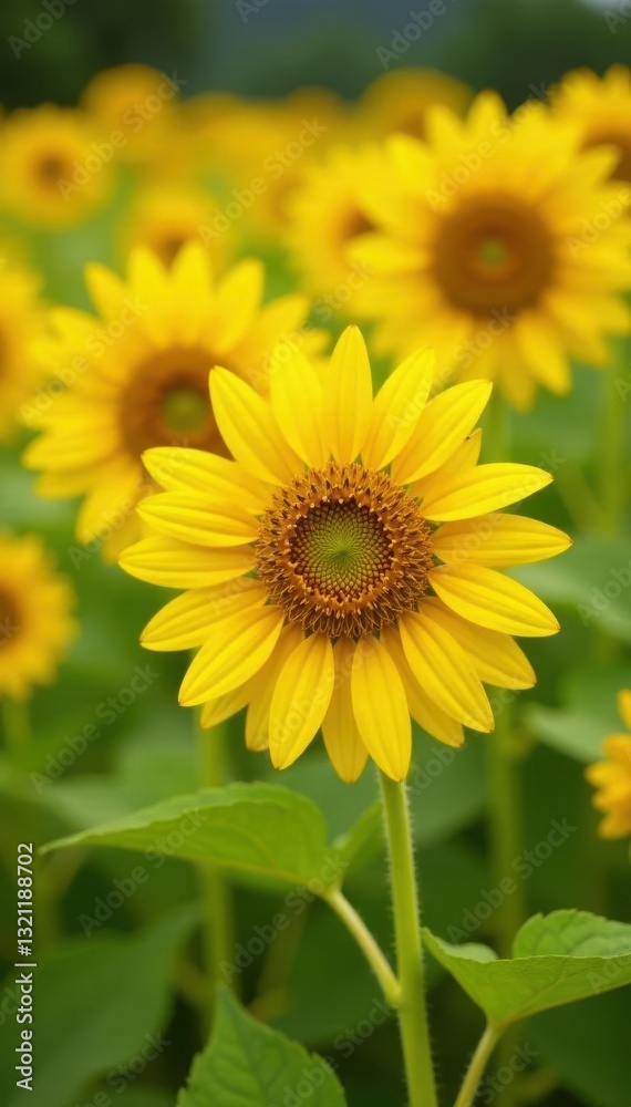 Vibrant yellow wild sunflowers, blurred background, floral, flora Vibrant yellow wild sunflowers, blurred background, floral, flora