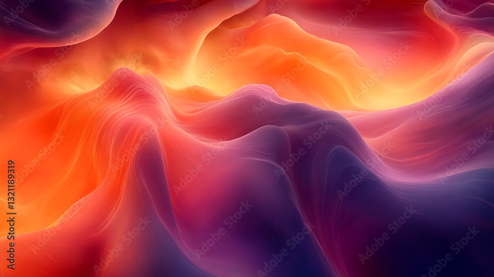 Obraz premium Abstract Vibrant Hues Swirling Orange Purple and Red Digital Art Background