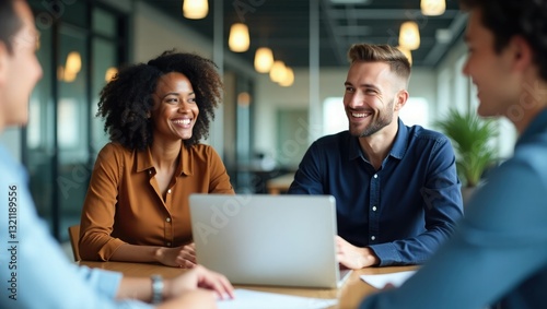 Young happy African American male executive company leader discussing project management planning strategy working with diverse busy colleagues company team at office corporate board group meeting.