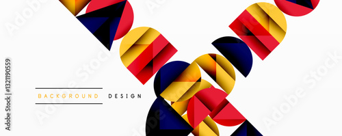 Abstract geometric pattern with intersecting circles and triangles in gradients. The high-contrast composition creates depth and a dynamic, modern aesthetic
