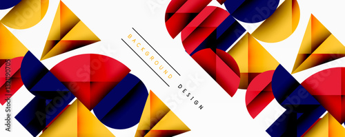 Abstract geometric pattern with intersecting circles and triangles in gradients. The high-contrast composition creates depth and a dynamic, modern aesthetic