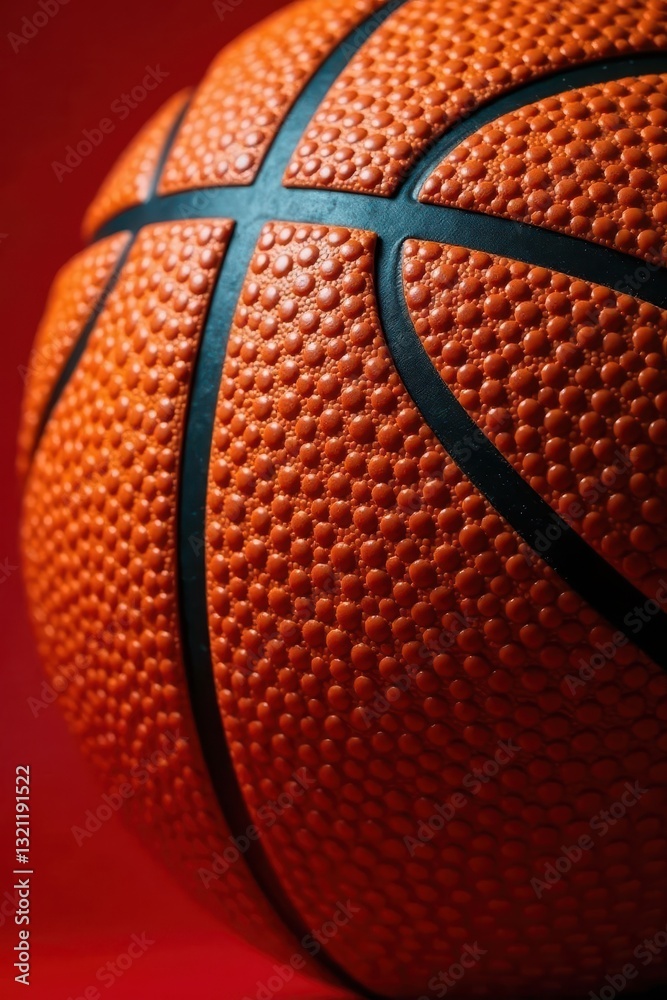 Fototapeta premium Close-up textured leather basketball background, training, background