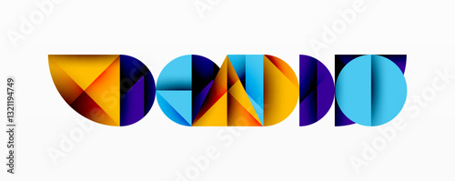 Abstract geometric pattern with intersecting circles and triangles in gradients. The high-contrast composition creates depth and a dynamic, modern aesthetic