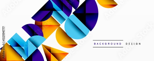 Abstract geometric pattern with intersecting circles and triangles in gradients. The high-contrast composition creates depth and a dynamic, modern aesthetic