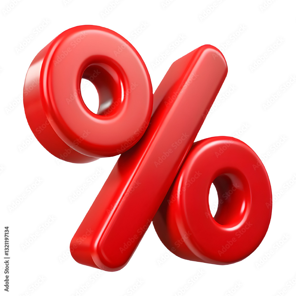 3d red percent discount sign isolated on transparent background 3d red percent discount sign isolated on transparent background