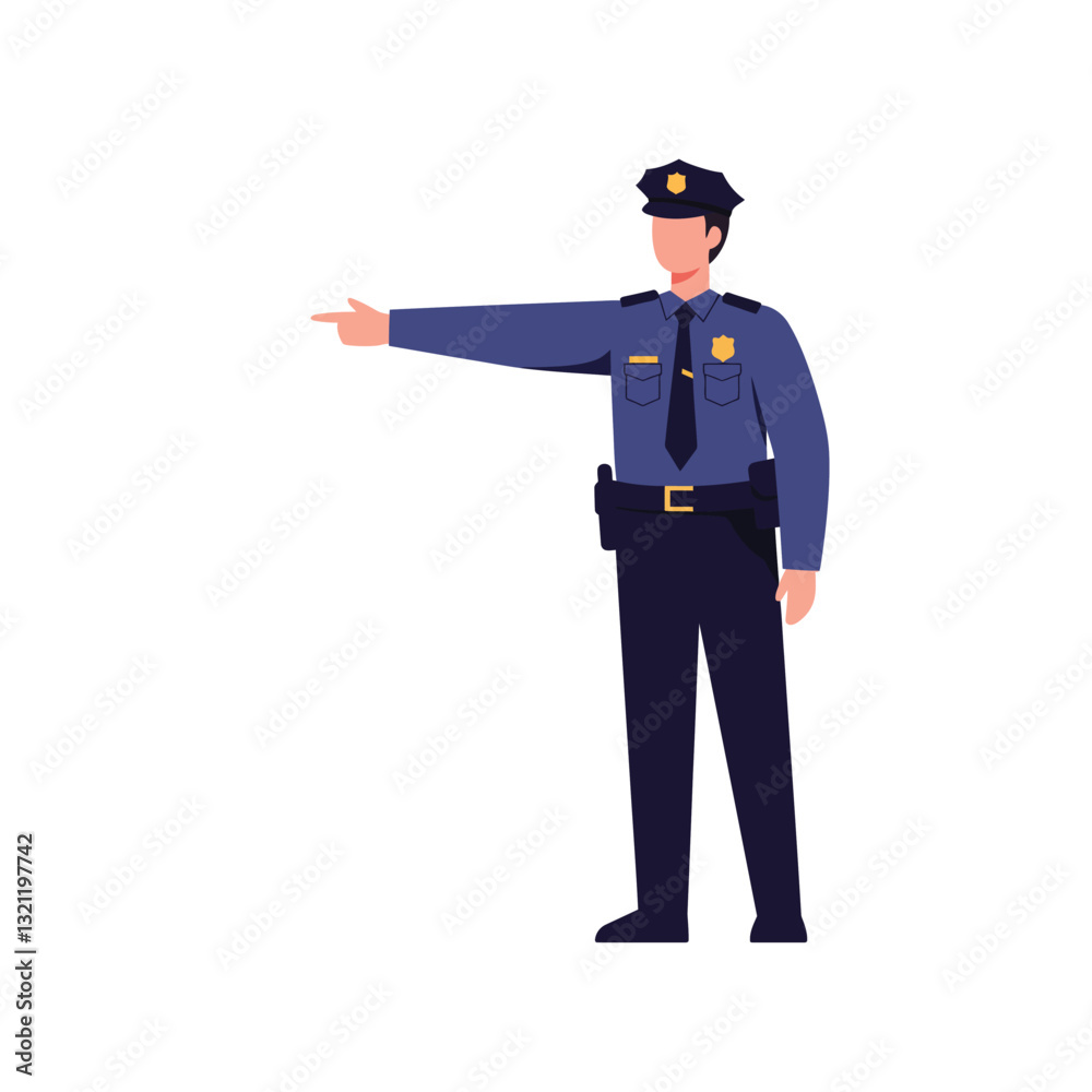 Police officer character in flat design style performing a gesture vector illustration Police officer character in flat design style performing a gesture vector illustration