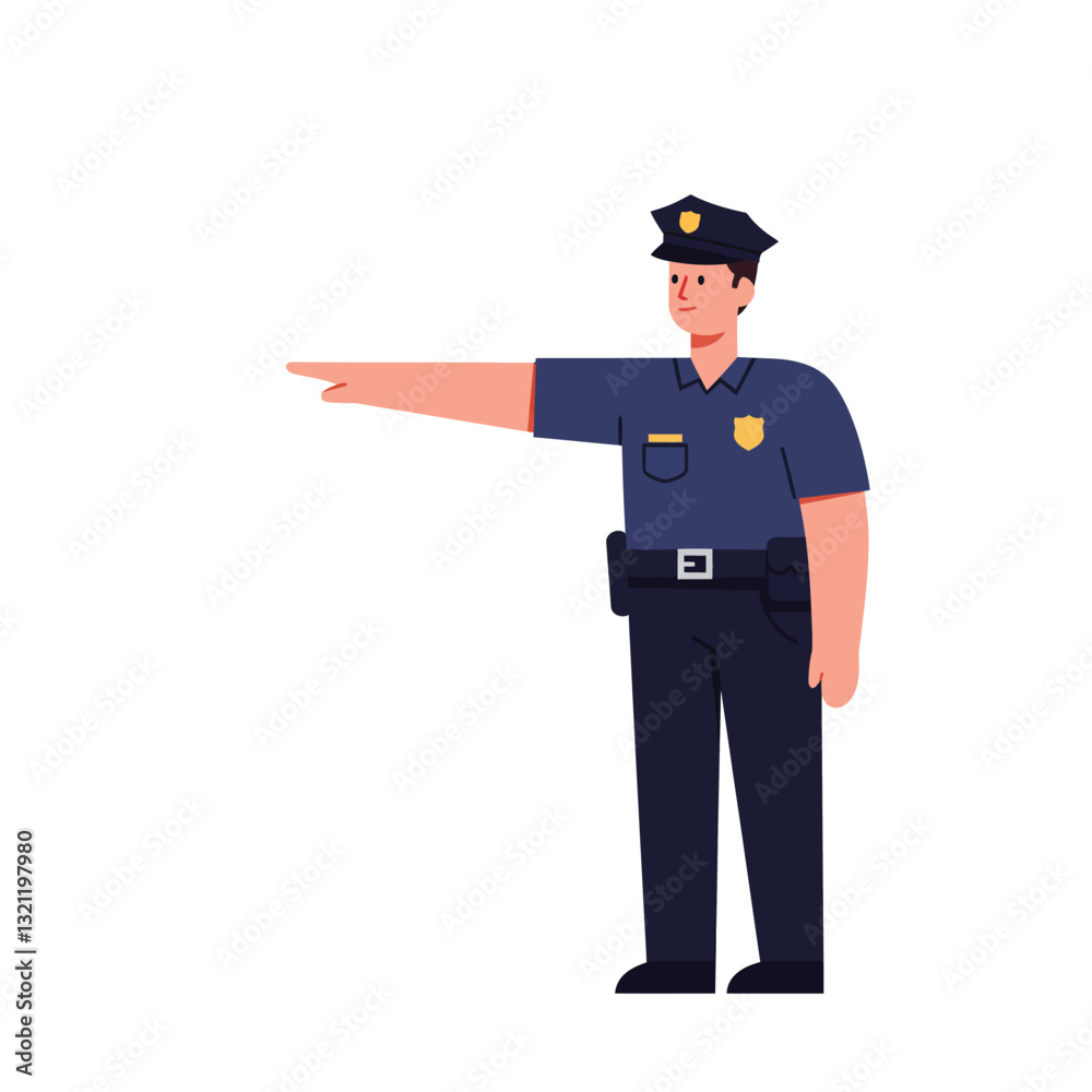 Police officer character pointing in a flat style vector art Police officer character pointing in a flat style vector art