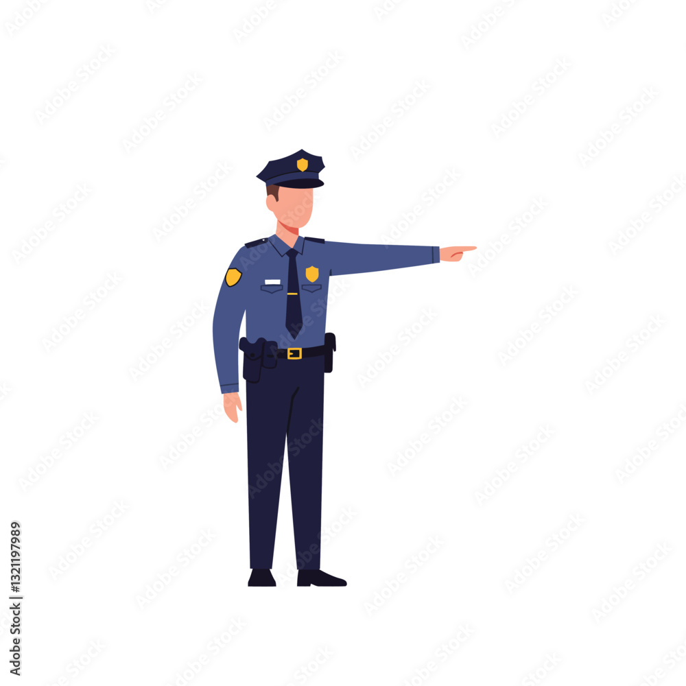 Police officer in uniform directing traffic in flat vector art style vector illustration Police officer in uniform directing traffic in flat vector art style vector illustration