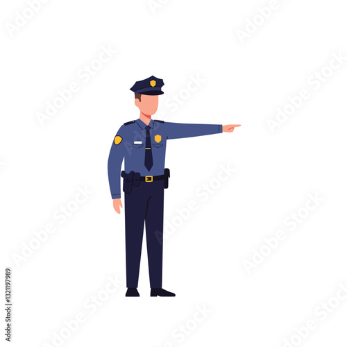 Police officer in uniform directing traffic in flat vector art style vector illustration