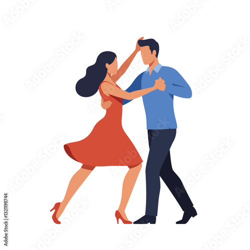 Couple dancing joyfully in a minimal and vibrant style vector illustration