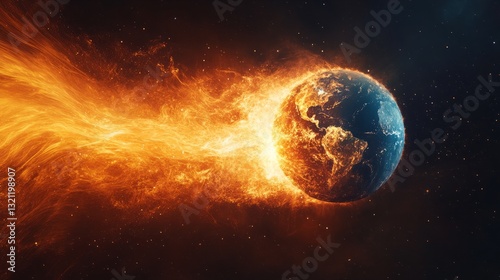 Wallpaper Mural Earth surrounded by bright energy waves as it breaks into shards  Torontodigital.ca