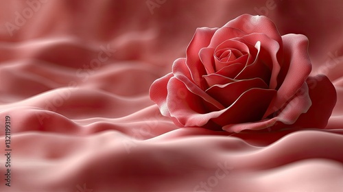 Delicate Rose on Smooth Pink Fabric, Elegant Still Life, Perfect for Backgrounds