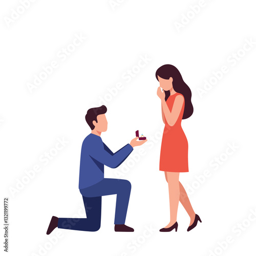 Man proposing marriage to woman in elegant flat design vector art