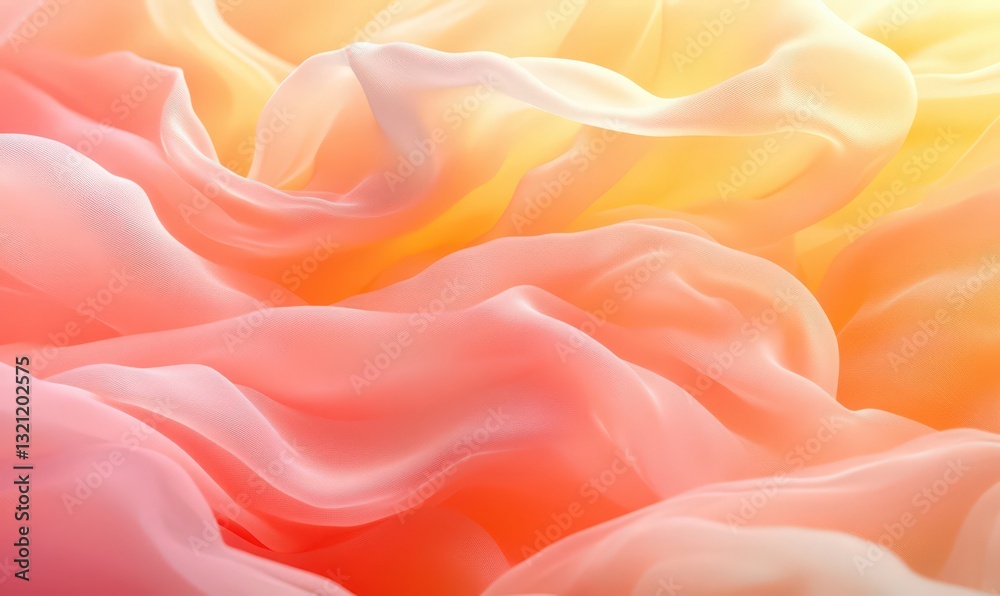 Fototapeta premium Peach, Orange, and Yellow Fabric Draped in Soft Waves