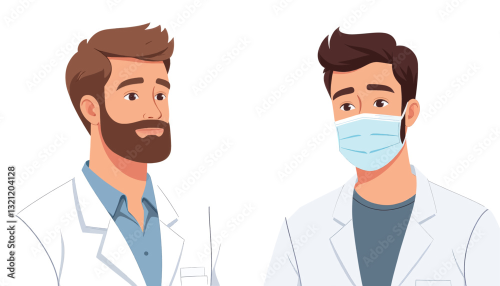 Two Cartoon Doctors: Masked and Bearded Professional
Two Cartoon Doctors: Masked and Bearded Professional