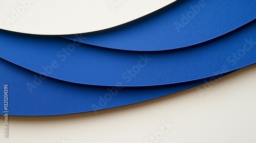 Blue layered abstract paper art design with soft curved edges