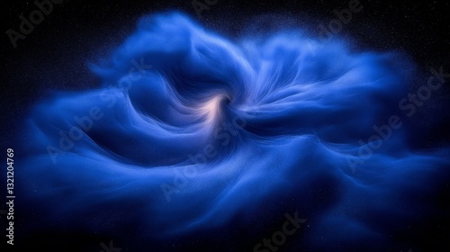Abstract glowing blue energy vortex with swirling fluid effect