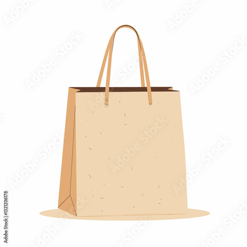 Simple tan paper shopping tote with thin handles