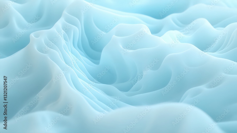 Fototapeta premium Abstract Light Blue 3D Fabric Texture with Undulating Forms