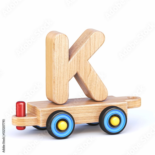Obraz na płótnie Wooden toy train font Letter K 3D w salonie