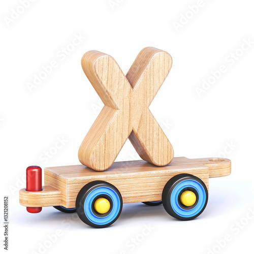 Obraz na płótnie Wooden toy train font Letter X 3D w salonie