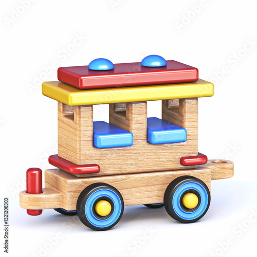 Obraz na płótnie Wooden toy train wagon 3D w salonie