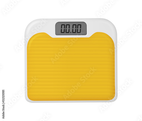 Losing weigh and keeping fit, isolated sports equipment for healthy balanced dieting control. Vector realistic plastic scales with number on display. Exercise and calories controlling, obesity