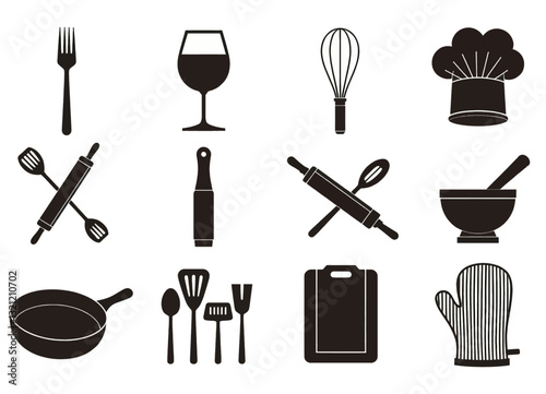 Kitchen Tools and Utensils Icon Set