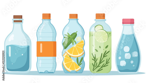 Infused Water Bottles with Orange, Cucumber, Lime, and Rosemary