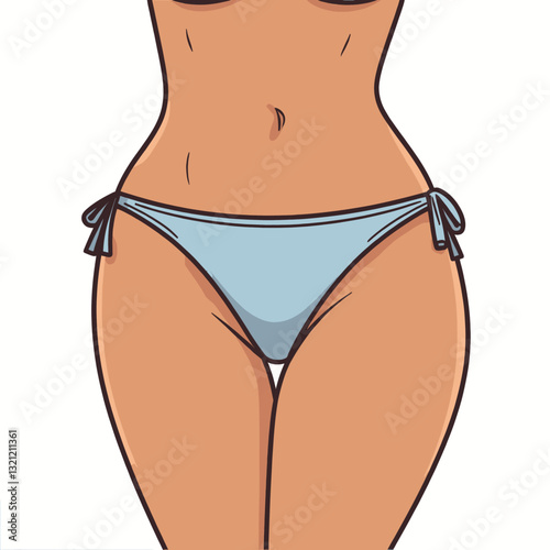 Illustrated Female Torso in Bikini Bottom