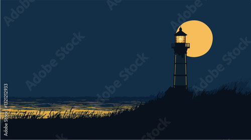 Lighthouse illustration. Navigation for sailors.