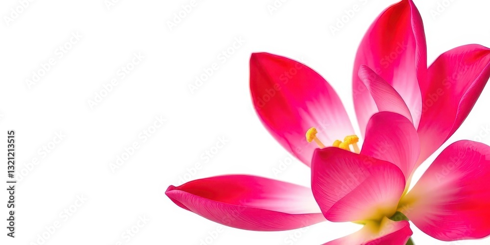 Obraz premium A single vibrant bloom, petals delicately unfurled, isolated against a pure white backdrop, background, illustration