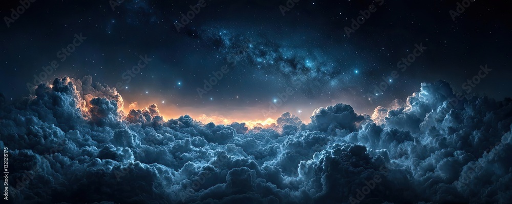 Obraz premium Dark sky idea. A breathtaking view of clouds illuminated by a stunning twilight sky.