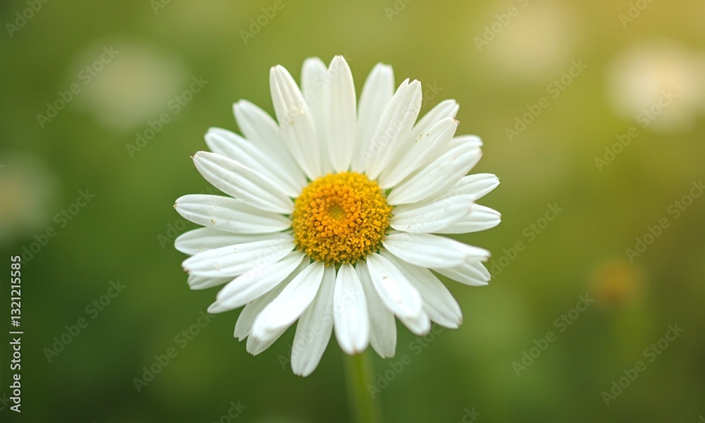 Pure white daisy with golden center, meadow background, soft natural lighting, macro photography style, detailed petal edges Pure white daisy with golden center, meadow background, soft natural lighting, macro photography style, detailed petal edges