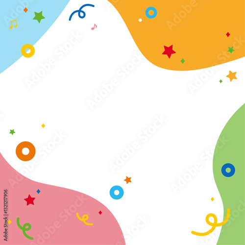 カラフルでポップなかわいい幾何学フレーム背景