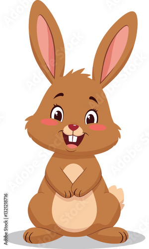 Cartoon Rabbit Sitting and Smiling