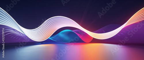 white wave curve light rays on colorful dark background motion and energy concept modern and futuristic digital abstract artwork background
