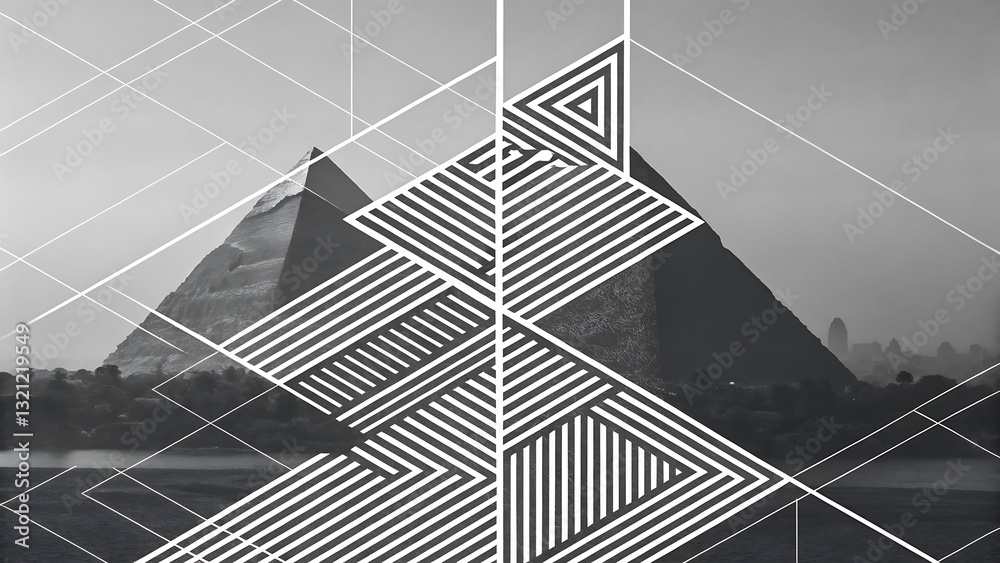 Fototapeta premium Abstract Geometric Pyramid Overlay