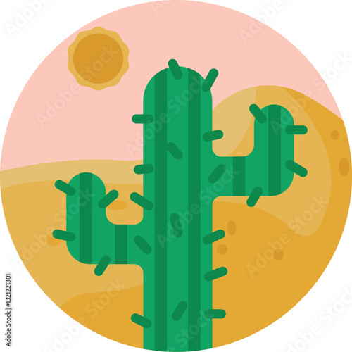 A tall, spiny cactus typical of desert landscapes often seen in cowboy themes.