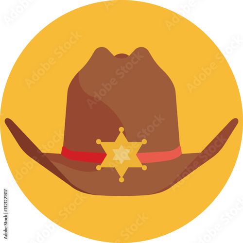 A classic cowboy hat with a sheriff's star on the front, symbolizing law enforcement in the Wild West.