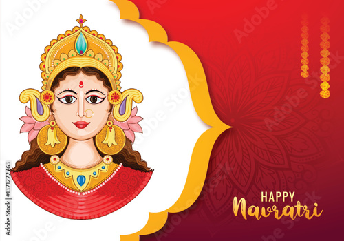 Illustration of goddess happy navratri celebration card background