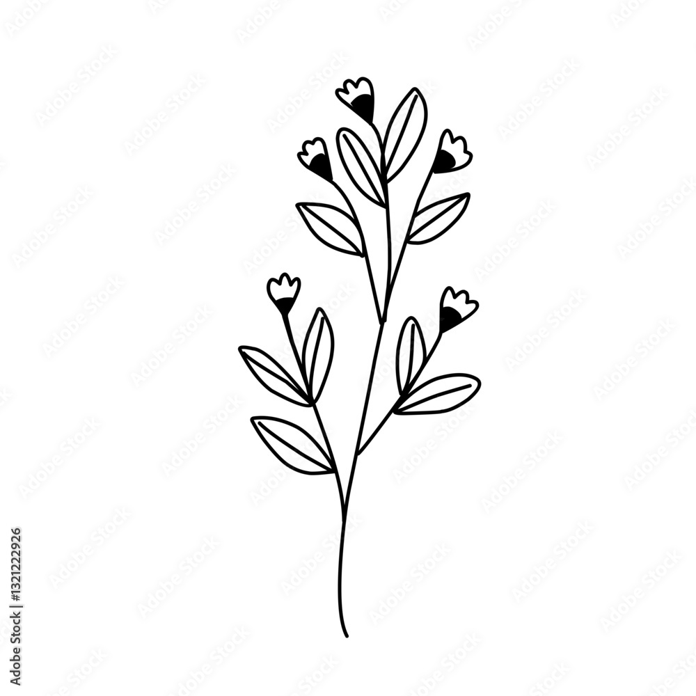 Fototapeta premium Floral branch and minimalist leaves
